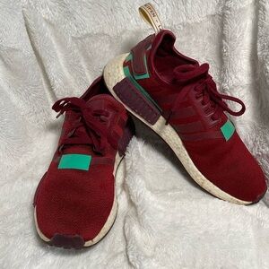 Adidas NMD R1 Burgundy & Green Athletic Shoes
